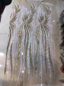 French Lace Fabric High Class African Laces Fabric GOLD WHITE Color With Sequins Embroidery For Sewing Beauty Women Dress
French Lace Fabric High Class African Laces Fabric GOLD WHITE Color With Sequins Embroidery For Sewing Beauty Women Dress
