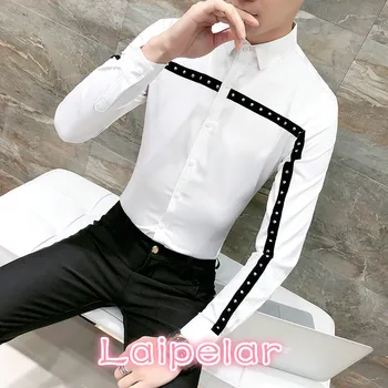 Fashion Rivets Design Men Shirt Spring New Solid Slim Fit Tuxedo Shirts Long Sleeve Korean Dress Shirt Male Black/White 3XL
Fashion Rivets Design Men Shirt Spring New Solid Slim Fit Tuxedo Shirts Long Sleeve Korean Dress Shirt Male Black/White 3XL