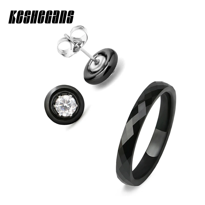 Fashion Ceramic Jewelry Set Crystal Earring 4mm Multi Faceted Ceramic Ring For Women Black White Color Engagement Jewelry Gifts
Fashion Ceramic Jewelry Set Crystal Earring 4mm Multi Faceted Ceramic Ring For Women Black White Color Engagement Jewelry Gifts