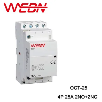 OCT-25 Series AC Household Contactor 220V 50/60Hz 4P 25A 2NO+2NC Two Normal Open and Two Normal close Contact Din Rail Contactor
OCT-25 Series AC Household Contactor 220V 50/60Hz 4P 25A 2NO+2NC Two Normal Open and Two Normal close Contact Din Rail Contactor