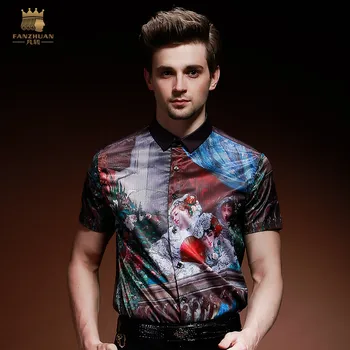 Fanzhuan Free Shipping New fashion male casual Men's 2018 summer short sleevepalace baroque oil painting black shirt thin 812096
Fanzhuan Free Shipping New fashion male casual Men's 2018 summer short sleevepalace baroque oil painting black shirt thin 812096