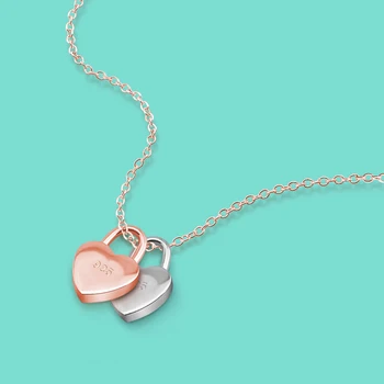 New girl favorite 925 sterling silver material necklace heart lock pendant classic wave chain rose gold design noble bijoux
New girl favorite 925 sterling silver material necklace heart lock pendant classic wave chain rose gold design noble bijoux