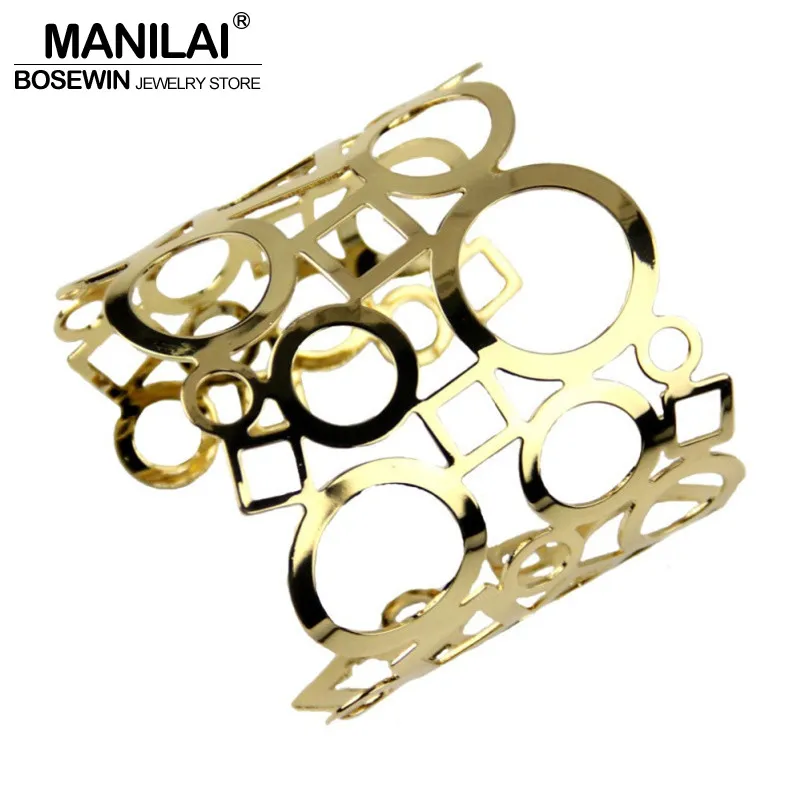MANILAI Fashion Shiny Faceted Hollow Geometric Bracelets Women Unique Wide Metal Cuff Bangle Statement Jewelry BL150
MANILAI Fashion Shiny Faceted Hollow Geometric Bracelets Women Unique Wide Metal Cuff Bangle Statement Jewelry BL150