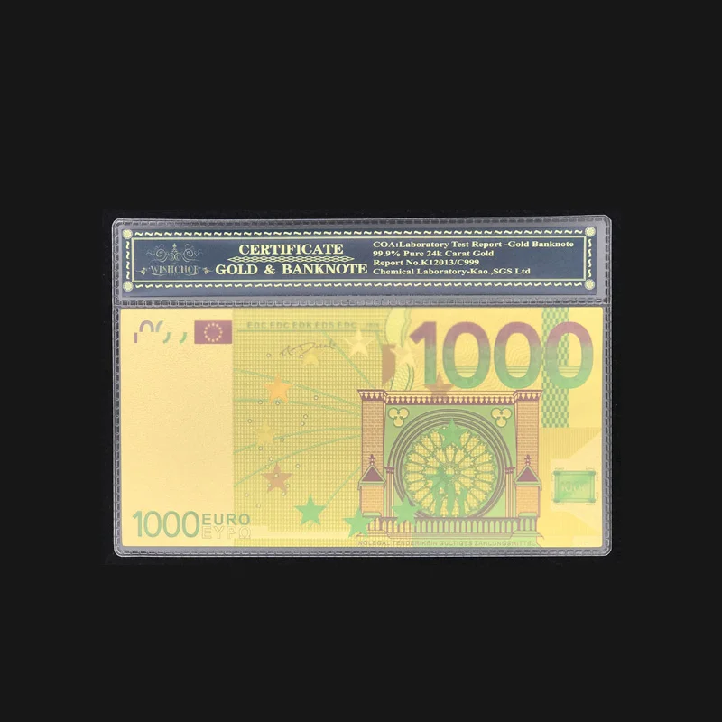 Wishonor Colored Euro Gold Banknote 1000 Euro Banknotes With COA Frame in 24 Gold Plated Fake Money For Collection And Gifts
Wishonor Colored Euro Gold Banknote 1000 Euro Banknotes With COA Frame in 24 Gold Plated Fake Money For Collection And Gifts