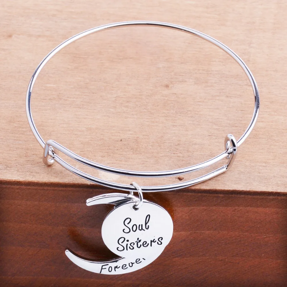 Soul Sister Forever My Friend Moon Pendant Bracelet Bangle Women Friends Jewelry Charm Bracelet Gift For Sister Best Friend
Soul Sister Forever My Friend Moon Pendant Bracelet Bangle Women Friends Jewelry Charm Bracelet Gift For Sister Best Friend