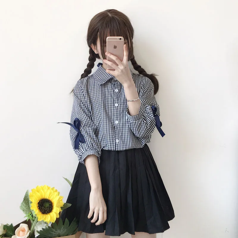 2019 summer New Japanese Female Blouse Women's Korean Students Loose Shirt Long Sleeve Tie Bow Women Striped Blusa de mujer
2019 summer New Japanese Female Blouse Women's Korean Students Loose Shirt Long Sleeve Tie Bow Women Striped Blusa de mujer