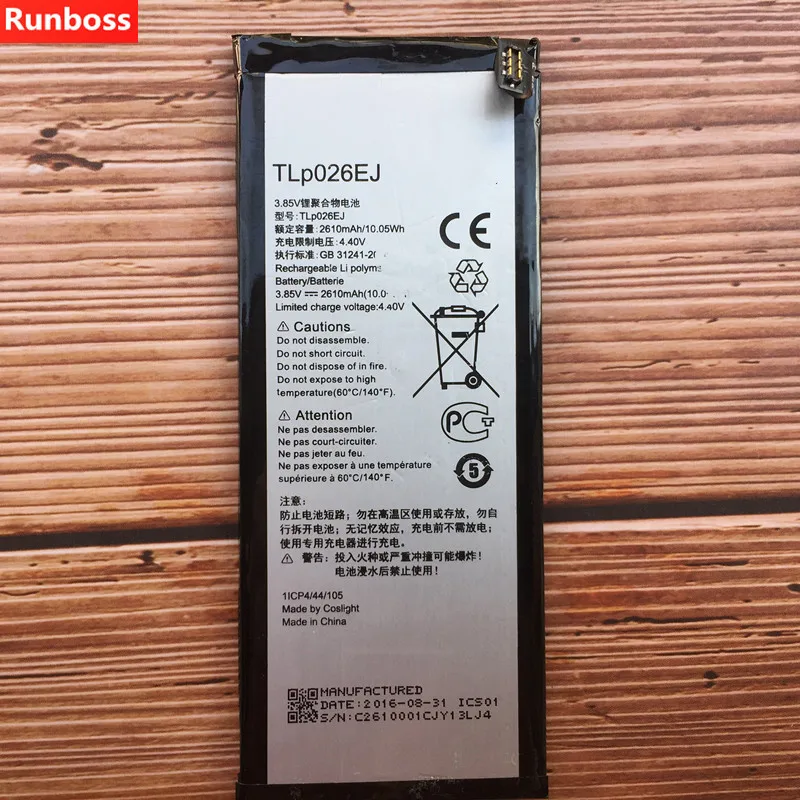 2610mAh TLp026EJ Battery Fit For Alcatel idol 4 OT6055 6055 6055K 6055B 6055H 6055U 6055Y 6055I Mobile Phone Batteries
2610mAh TLp026EJ Battery Fit For Alcatel idol 4 OT6055 6055 6055K 6055B 6055H 6055U 6055Y 6055I Mobile Phone Batteries