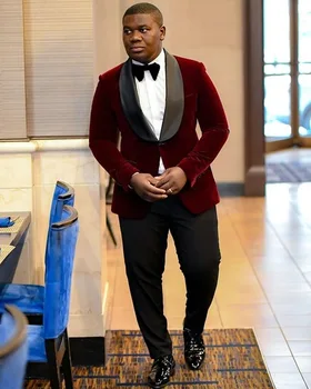 2020 Custom Designed Men Suits Wine red Velvet Shawl Lapel Jacket With Black Pants Set For Wedding Groom Tuxedos Prom Costume
2020 Custom Designed Men Suits Wine red Velvet Shawl Lapel Jacket With Black Pants Set For Wedding Groom Tuxedos Prom Costume