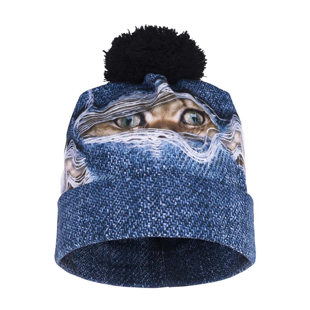 FCCEXIO 2019 New Autumn and Winter Women 3D Printed cat hole jeans Warm Pompon Hat Beanies Unique Colorful Nice Knitted Hat
FCCEXIO 2019 New Autumn and Winter Women 3D Printed cat hole jeans Warm Pompon Hat Beanies Unique Colorful Nice Knitted Hat