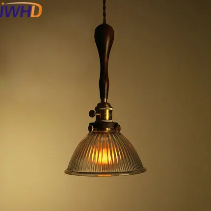 

IWHD Glass Vintage Industrial Lighting Pendant lamp Loft Retro Wood Hanging Lamp Home Lighting Fixtures Iron Hanglamp Lamparas