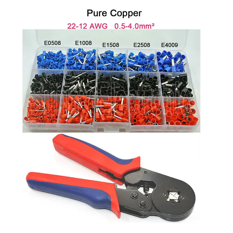 1065pcs wire Ferrules Kit +0.25-6mm2 Self-Adjustable Crimping Plier Wire Cable Tube Terminals Crimping Pliers Multi Hand Tools
1065pcs wire Ferrules Kit +0.25-6mm2 Self-Adjustable Crimping Plier Wire Cable Tube Terminals Crimping Pliers Multi Hand Tools
