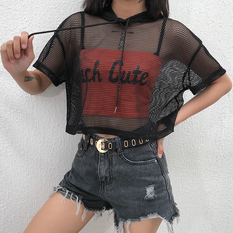 Black Loose Streetwear Short Sleeve T Shirt Sexy Transparent Mesh Crop Top Woman T-shirt Oversize 2019 Summer Tees Shirt Women
Black Loose Streetwear Short Sleeve T Shirt Sexy Transparent Mesh Crop Top Woman T-shirt Oversize 2019 Summer Tees Shirt Women