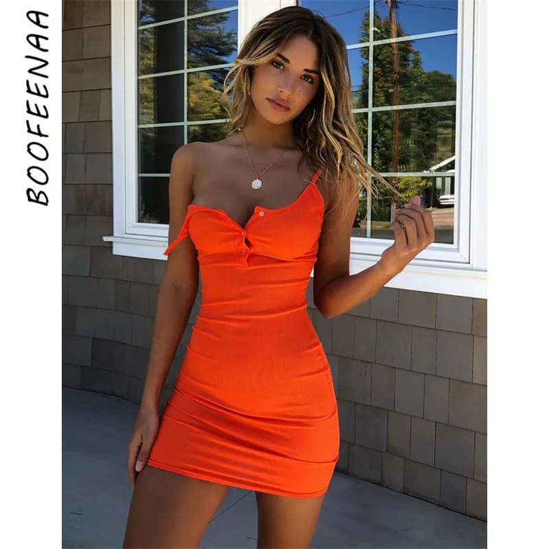 BOOFEENAA Neon Orange Summer Dress 2019 Sexy Club Wear for Women Rib Knit Fitted Spaghetti Strap Mini Bodycon Dresses C70-H82
BOOFEENAA Neon Orange Summer Dress 2019 Sexy Club Wear for Women Rib Knit Fitted Spaghetti Strap Mini Bodycon Dresses C70-H82