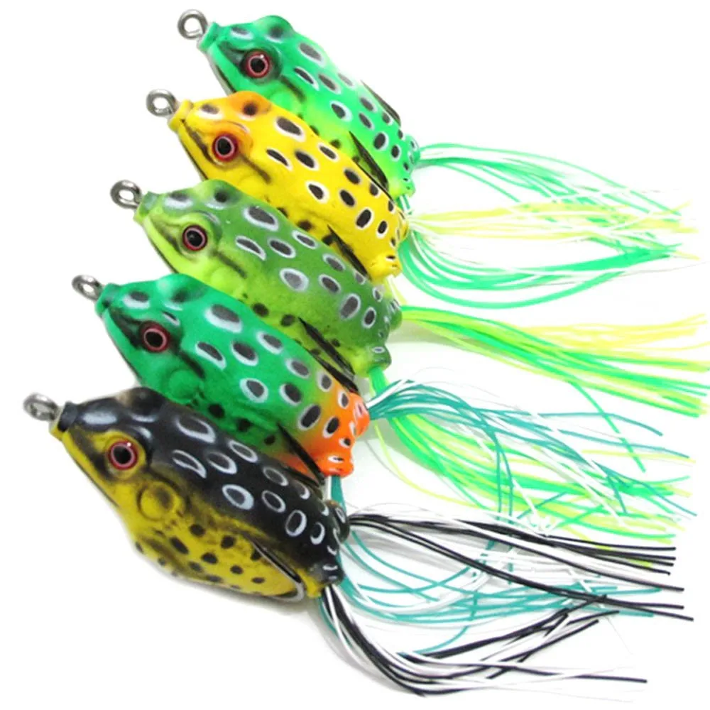 

FREE SHIPPING Lot 5pcs New Frog Lure Bass Fishing Hooks Bait Tackle Topwater Soft 15g/ 6cm