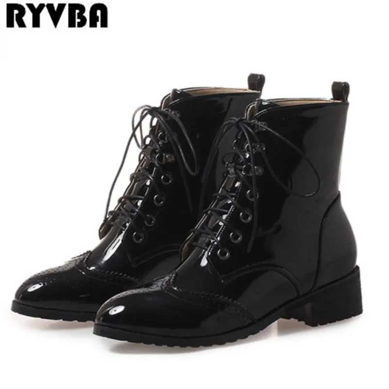 RYVBA 2018 women fashion square heels ankle boots womens autumn winter black patent PU boots woman cross tied shoes ladies
RYVBA 2018 women fashion square heels ankle boots womens autumn winter black patent PU boots woman cross tied shoes ladies