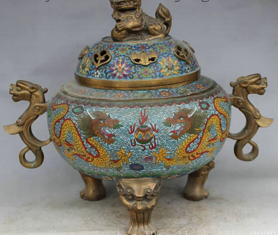 bi001991 Royal Palace Cloisonne Dragon Unicorn Statue Bronze Lion Incense Burner Censer
bi001991 Royal Palace Cloisonne Dragon Unicorn Statue Bronze Lion Incense Burner Censer