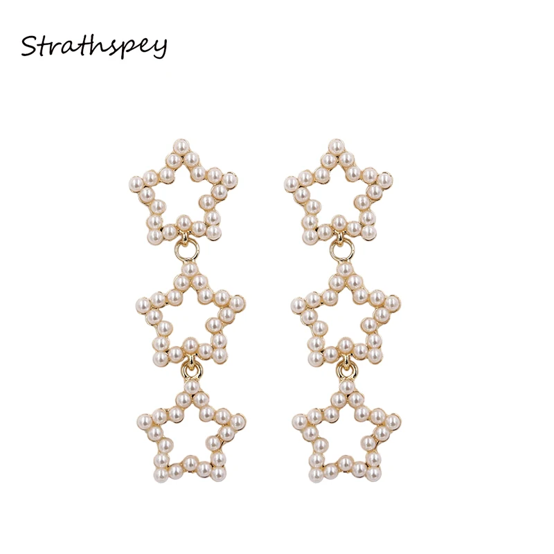 STRATHSPEY Geometric Star Pearl Earrings For Women Handmade Gold Silver Color Pentagram Drop Earring Alloy Summer Jewelry
STRATHSPEY Geometric Star Pearl Earrings For Women Handmade Gold Silver Color Pentagram Drop Earring Alloy Summer Jewelry