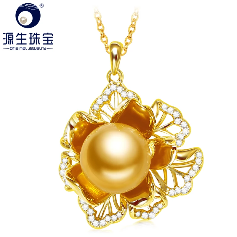 

YS 10-11mm Elegant Round South Sea Pearl Pendant 925 Sterling Silver Necklace Anniversary Gift