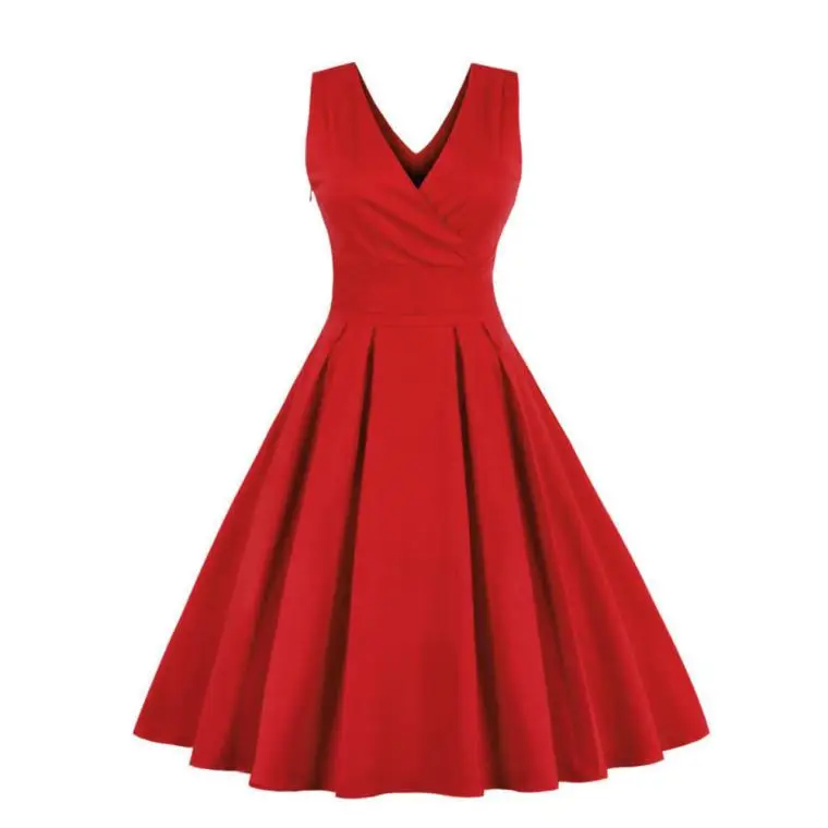 Retro Summer V-neck Sleeveless dress Elegant women Bow welt Red dress A-Line Party midi sundress Plus Size Vestido de festa #SYS
Retro Summer V-neck Sleeveless dress Elegant women Bow welt Red dress A-Line Party midi sundress Plus Size Vestido de festa #SYS