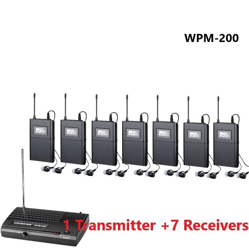 Original Takstar WPM-200/WPM200 UHF frequency band stage wireless monitor system in ear earphones 1 Transmitter+7 Receivers | Электроника