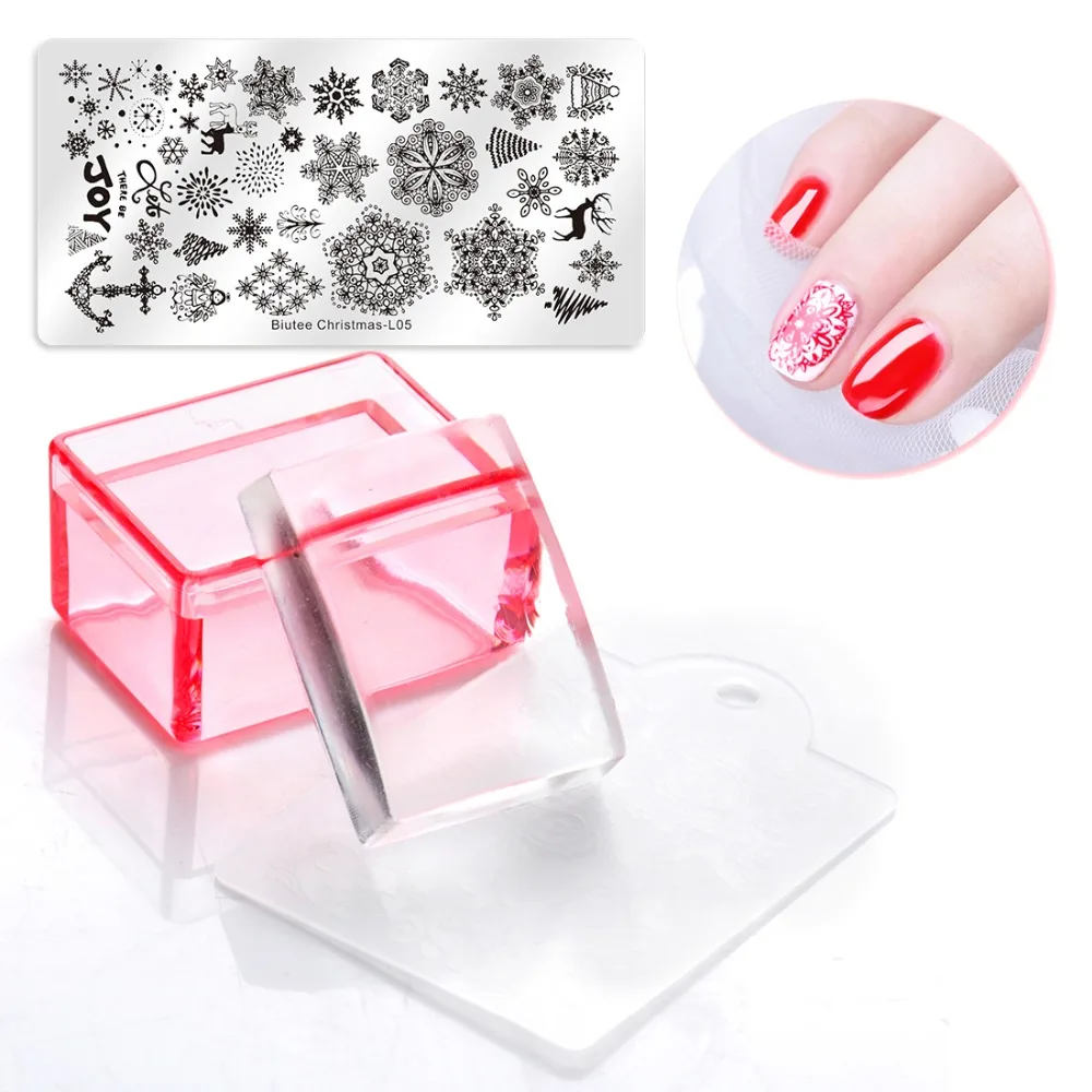Biutee 1 Pcs Clear Handle Rectangle Nail Stamper + Scraper Silicone Jelly Head with Scraper Nail Art Tool Red Blue Clear
Biutee 1 Pcs Clear Handle Rectangle Nail Stamper + Scraper Silicone Jelly Head with Scraper Nail Art Tool Red Blue Clear