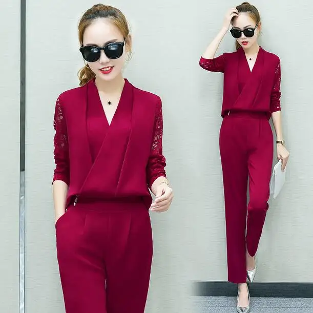 2019 Women 2 Piece Set Women Suit Female Long Sleeve Lace Work Clothes Trousers Two-Piece Sets Foot Trousers AH900
2019 Women 2 Piece Set Women Suit Female Long Sleeve Lace Work Clothes Trousers Two-Piece Sets Foot Trousers AH900
