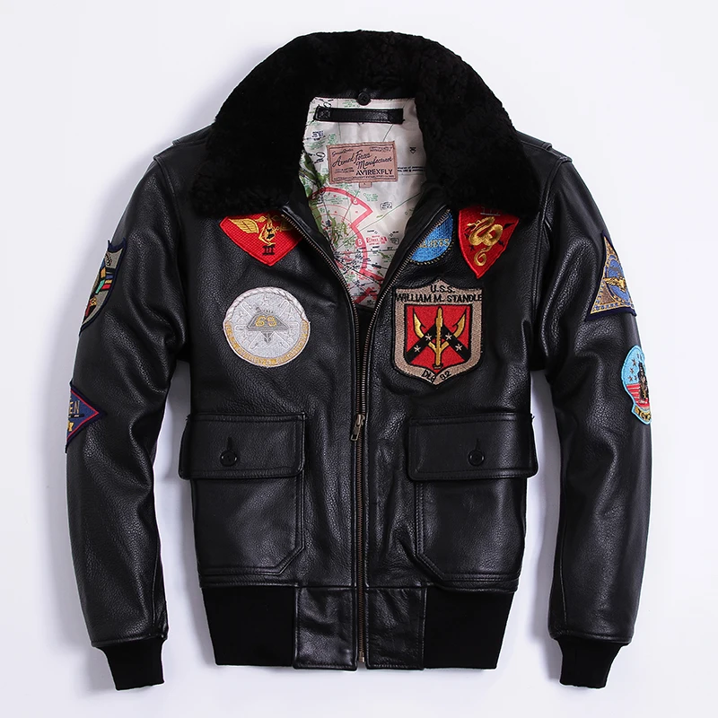 AVIREX FLY Air Force Bomber Jacket Fur Collar Cowhide Genuine Leather Jacket Man G1 Multi-standard Motorcycle Biker Coat Male
AVIREX FLY Air Force Bomber Jacket Fur Collar Cowhide Genuine Leather Jacket Man G1 Multi-standard Motorcycle Biker Coat Male
