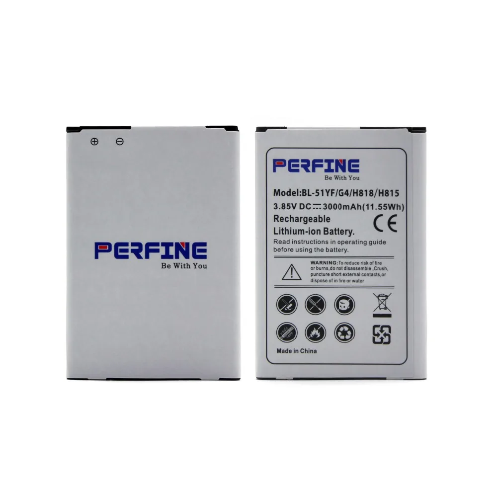 Perfine Rechargeable Battery BL-51YF for LG G4 All Version Cell Phone Replacement Battery For VS986 H818 3000mAh
Perfine Rechargeable Battery BL-51YF for LG G4 All Version Cell Phone Replacement Battery For VS986 H818 3000mAh