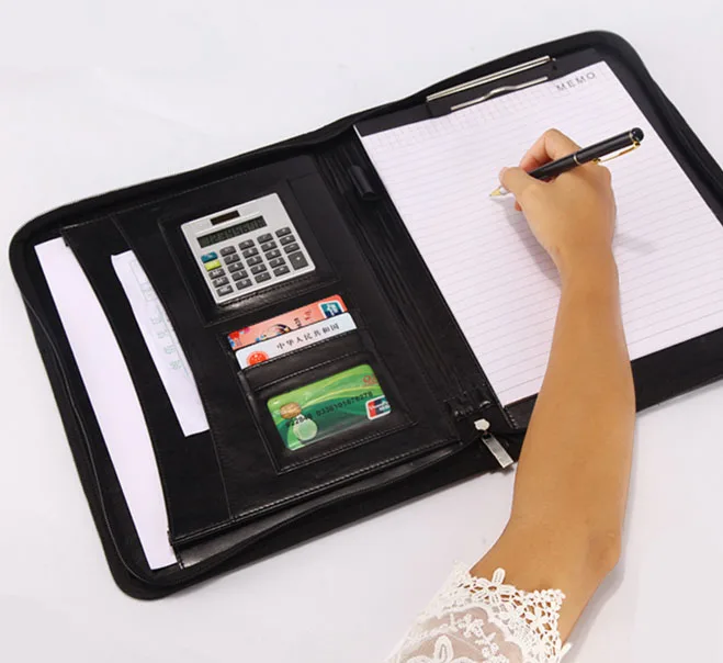 Multi-functional Leather A4 Document Bags School Office Manager Sales File Folder Portable Zipper Storage Bag with Calculator
Multi-functional Leather A4 Document Bags School Office Manager Sales File Folder Portable Zipper Storage Bag with Calculator