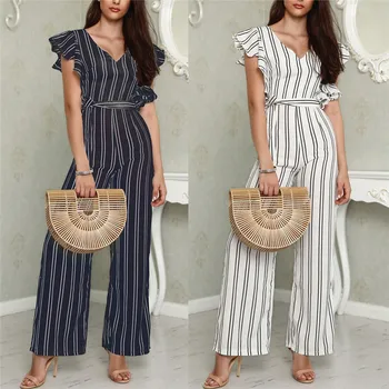 Women's Clubwear Playsuit Party Ruffles Stripe Jumpsuit Romper Long Trousers Wide Leg Pants Summer Blue White
Women's Clubwear Playsuit Party Ruffles Stripe Jumpsuit Romper Long Trousers Wide Leg Pants Summer Blue White
