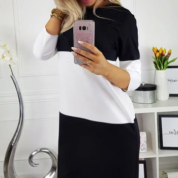 Women Casual Dress Vestidos Autumn Spring O-Neck Long Sleeve Patchwork Slim Mini Office Dresses New
Women Casual Dress Vestidos Autumn Spring O-Neck Long Sleeve Patchwork Slim Mini Office Dresses New