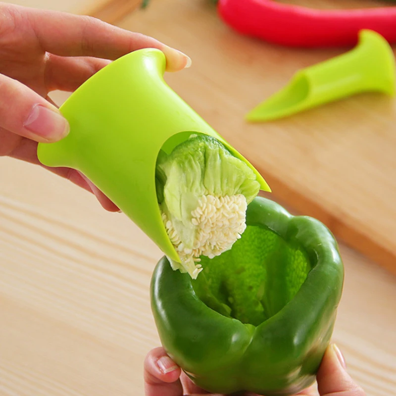 

2 in1 Pepper Chili Seed Remover Cutter Corer Slicer Green Pepper Chilli Cutter Corer Slicer Fruit Peeler Kitchen Utensil Gadget