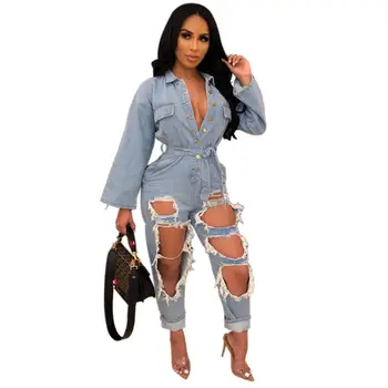 New Arrival Fashion Sexy Denim Loose Full Sleeve Front Button V Neck Hole Women Casual Jumpsuits
New Arrival Fashion Sexy Denim Loose Full Sleeve Front Button V Neck Hole Women Casual Jumpsuits