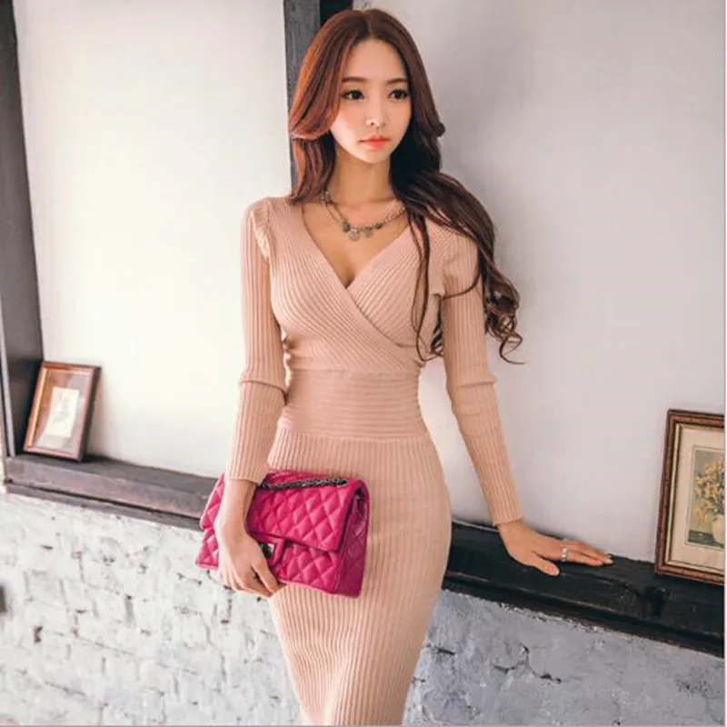 Winter Dress Woman 2018 Knit Warm Dress Noodles Tight Bodycon Dress Midi Social Dress High Waist Khaki Black Gray Korean QC991
Winter Dress Woman 2018 Knit Warm Dress Noodles Tight Bodycon Dress Midi Social Dress High Waist Khaki Black Gray Korean QC991