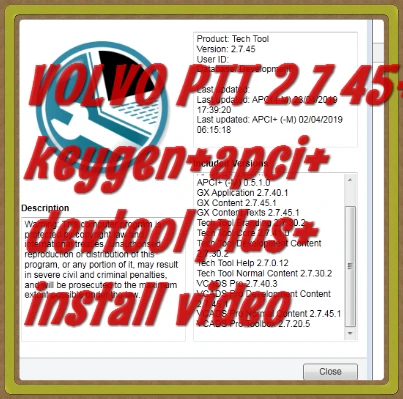 2019 NEW Premium Tech Tool PTT V2.7.87 V2.7.25 VCADS Development + Devtool Plus+Keygen +INSTALL Video+APCI+ for Volvo Diagnostic
2019 NEW Premium Tech Tool PTT V2.7.87 V2.7.25 VCADS Development + Devtool Plus+Keygen +INSTALL Video+APCI+ for Volvo Diagnostic