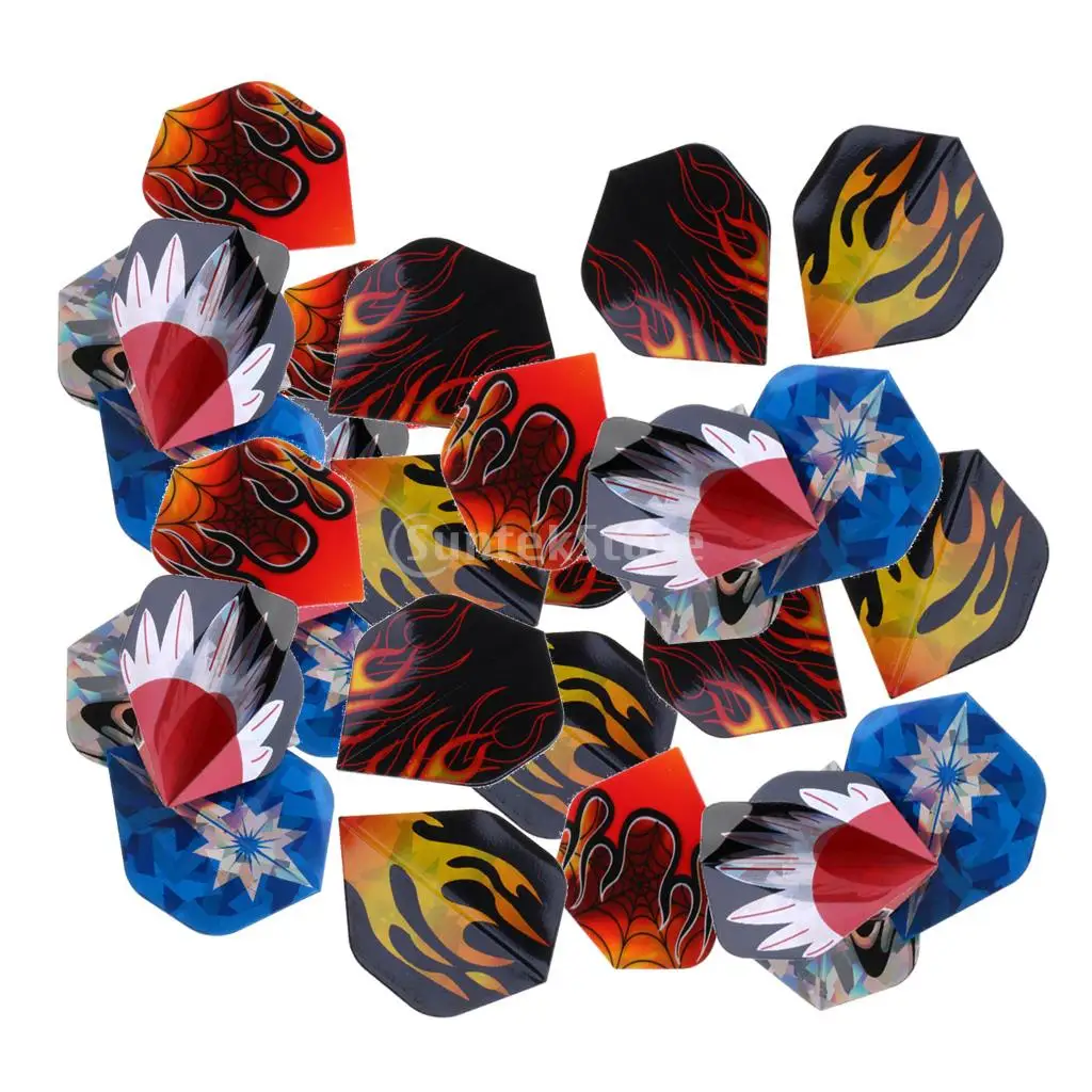 50 Pieces Durable American National Flag and Flame Pattern Standard Replacement Dart Flights