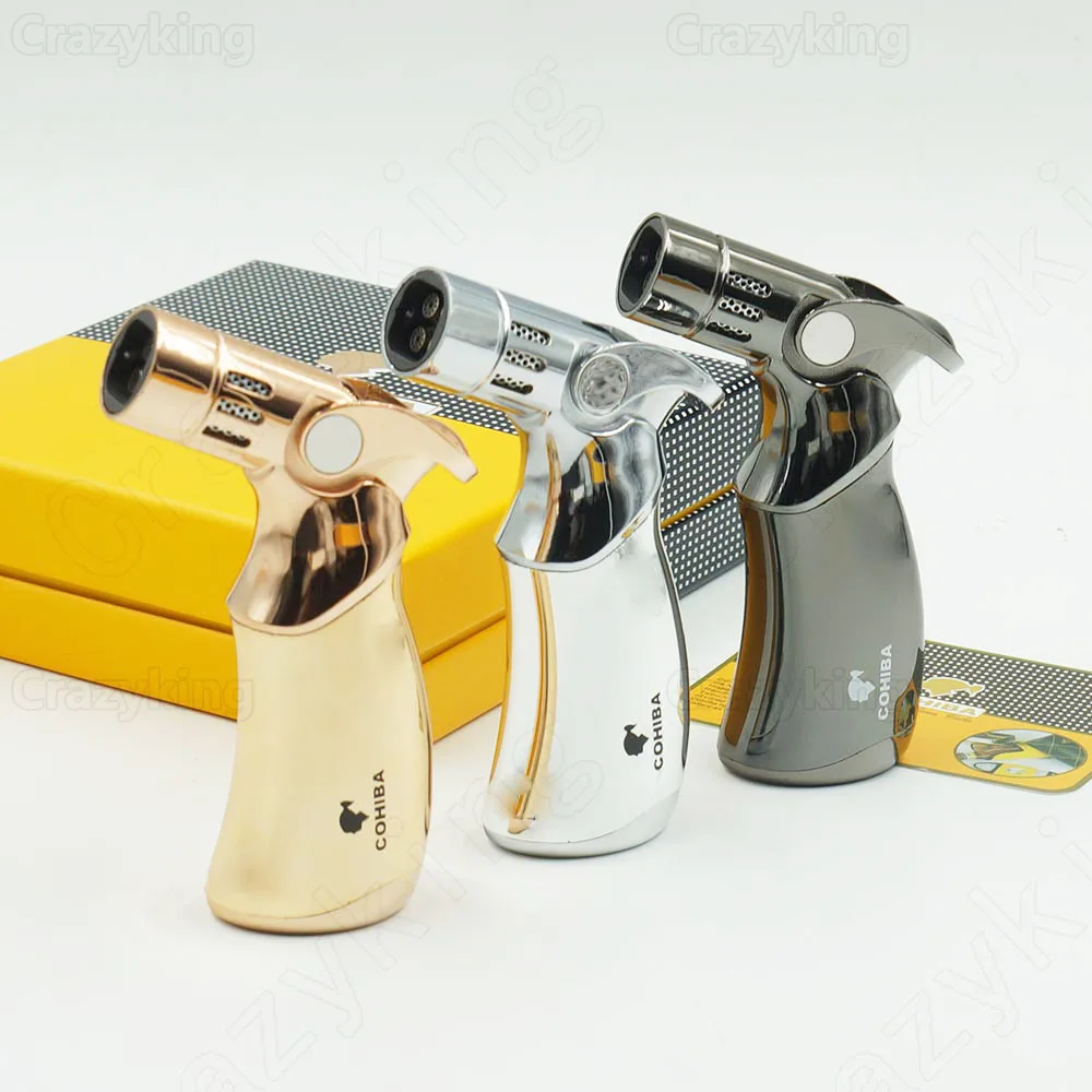 COHIBA Gun Metal 4 TORCH JET FLAME Gas Butane CIGAR LIGHTER Cigarette Windproof Lighters Gift Box
COHIBA Gun Metal 4 TORCH JET FLAME Gas Butane CIGAR LIGHTER Cigarette Windproof Lighters Gift Box
