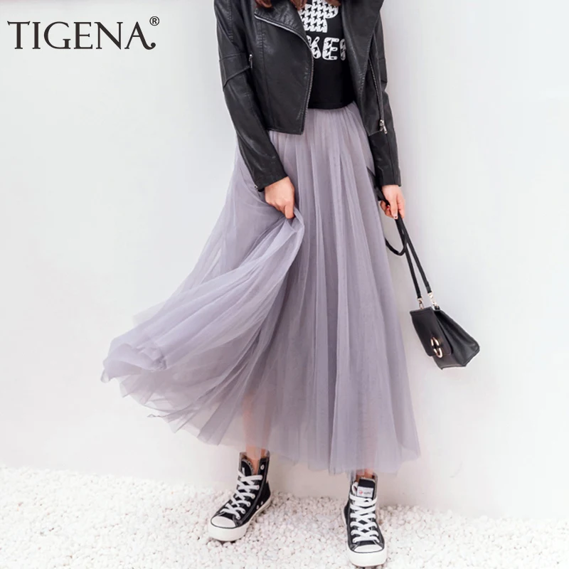 TIGENA Tulle Skirts Womens 2019 Summer Long Maxi Skirt Female Elastic High Waist Pleated Tutu Skirt Sun Black Gray White
TIGENA Tulle Skirts Womens 2019 Summer Long Maxi Skirt Female Elastic High Waist Pleated Tutu Skirt Sun Black Gray White