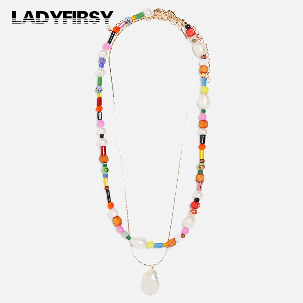 Ladyfirsy Bohemian Multicolor 2 Pieces Necklace Sets Trendy Women Simulated Pearls Beads Choker Necklace for Wedding Party Gifts
Ladyfirsy Bohemian Multicolor 2 Pieces Necklace Sets Trendy Women Simulated Pearls Beads Choker Necklace for Wedding Party Gifts