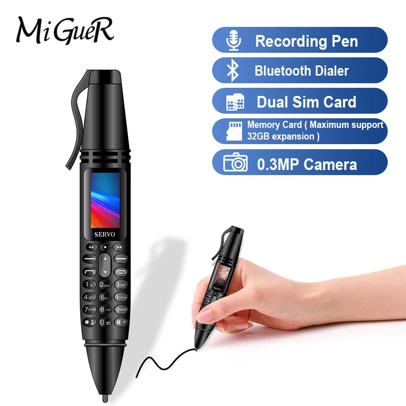 SERVO K07 Pen mini Cellphone 0.96" Tiny Screen GSM Dual SIM Camera Flashlight Bluetooth Dialer Mobile Phones with Recording pen
SERVO K07 Pen mini Cellphone 0.96" Tiny Screen GSM Dual SIM Camera Flashlight Bluetooth Dialer Mobile Phones with Recording pen