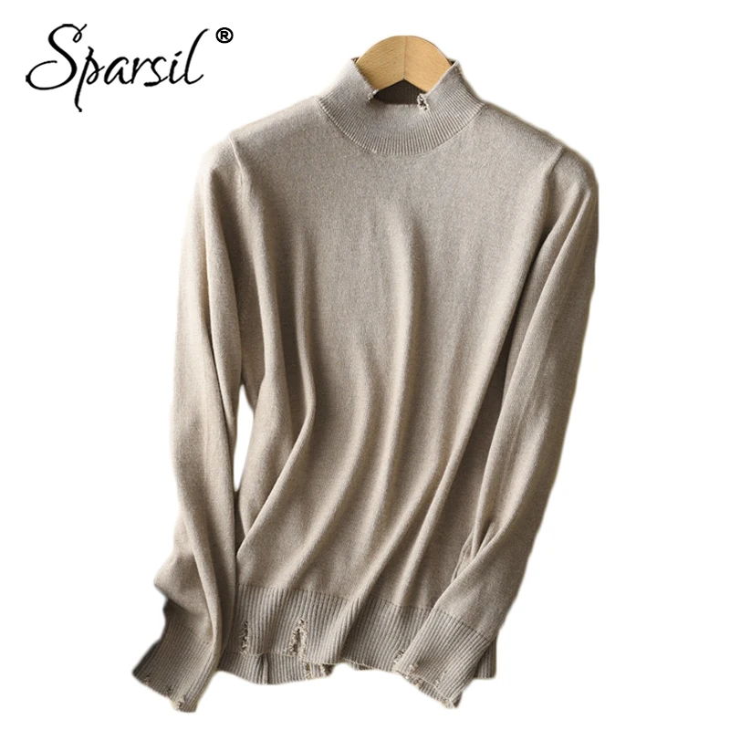 Sparsil 2019 Women Winter Wool Knitted Jumper Autumn Mock Neck Hole Cashmere Sweater Solid Casual Female Knitwear Pullover
Sparsil 2019 Women Winter Wool Knitted Jumper Autumn Mock Neck Hole Cashmere Sweater Solid Casual Female Knitwear Pullover
