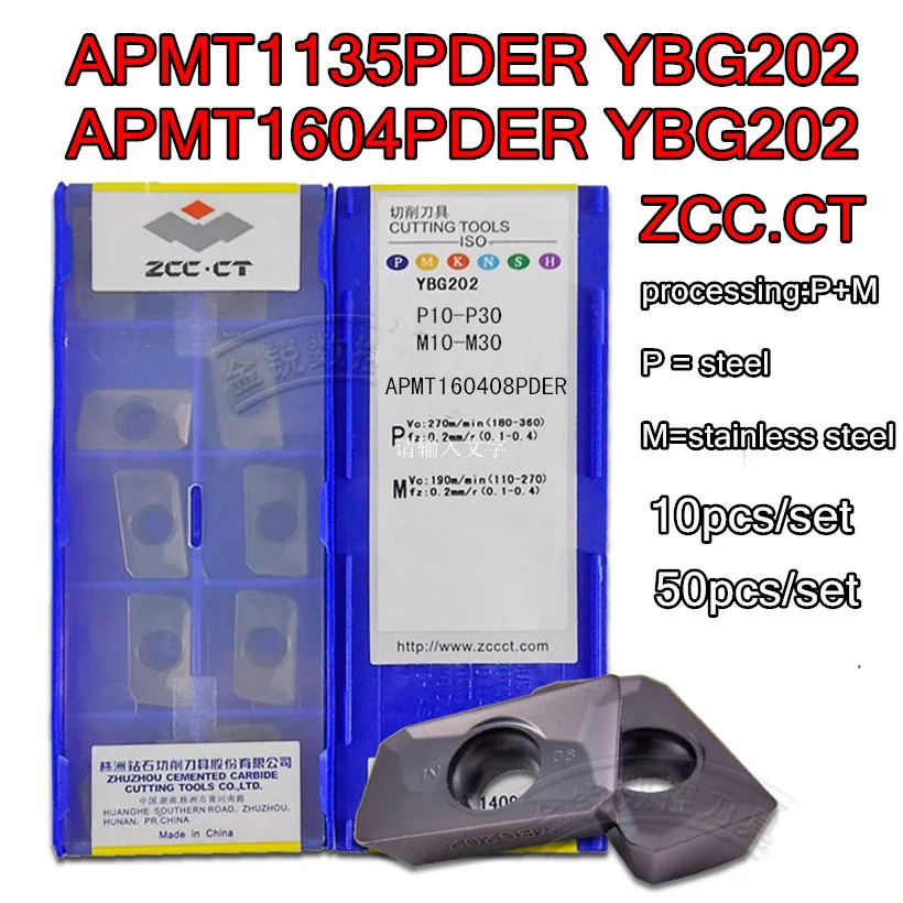 10PCS ZCC.CT APMT160408PDER YBG202 Milling blade carbide insert stainless iron