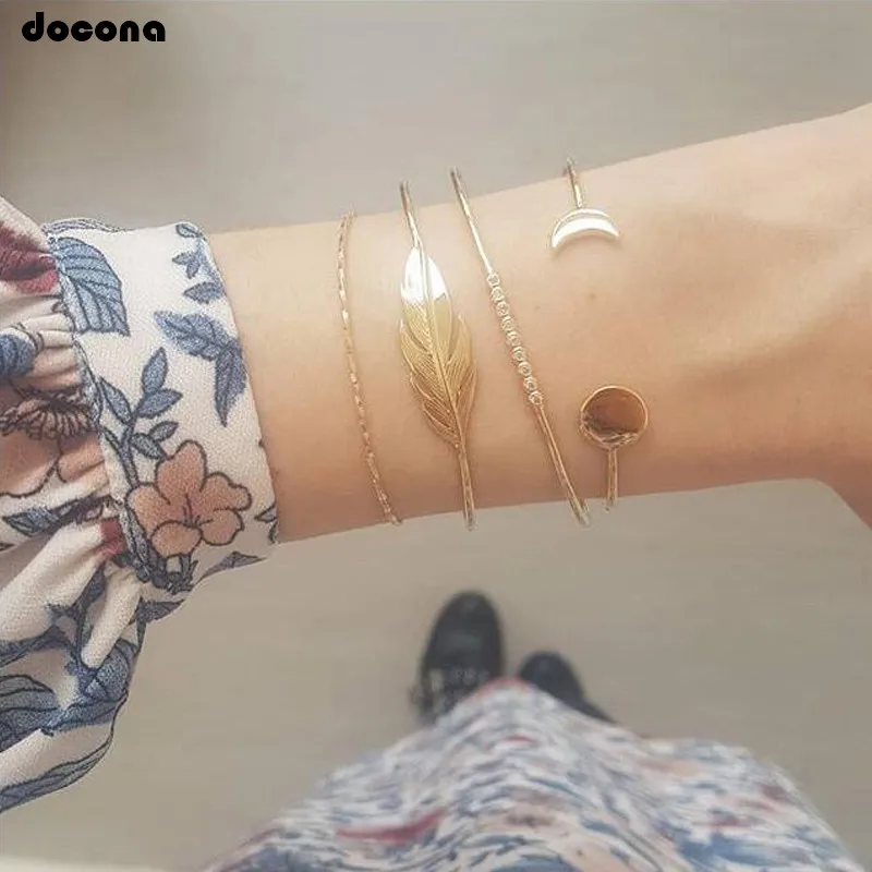 docona Trendy Gold Leaf Moon Circle Crystal Multi Layer Bracelet Bangle Set for Women Opening Chains Charm Bracelet C05309
docona Trendy Gold Leaf Moon Circle Crystal Multi Layer Bracelet Bangle Set for Women Opening Chains Charm Bracelet C05309