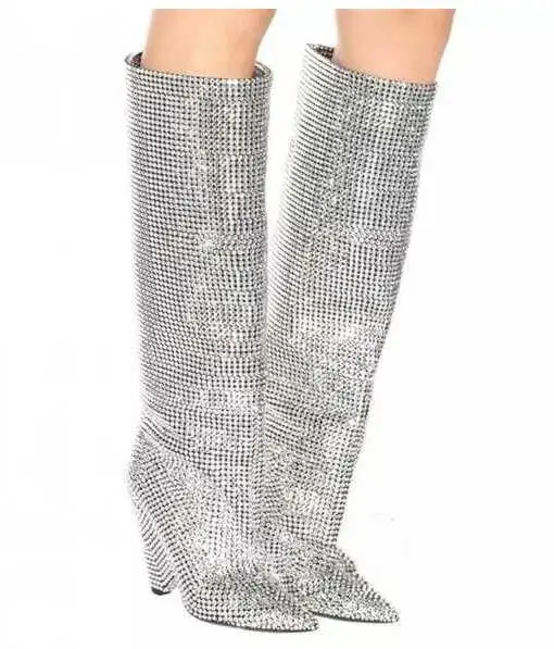 2018 New FashionSilver Bliing Crystal Women Full rhintestones Boots Winter Fur Warm Spike High Heels Sexy Shoes
2018 New FashionSilver Bliing Crystal Women Full rhintestones Boots Winter Fur Warm Spike High Heels Sexy Shoes