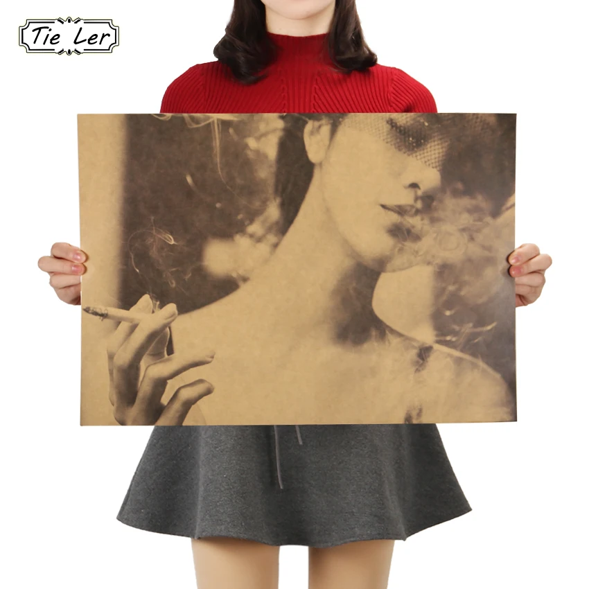 TIE LER Smoking Sexy Girl Wall Sticker Famous Classic Photo Kraft Paper Retro Poster Bar Decorative Painting 51.5X36cm
TIE LER Smoking Sexy Girl Wall Sticker Famous Classic Photo Kraft Paper Retro Poster Bar Decorative Painting 51.5X36cm