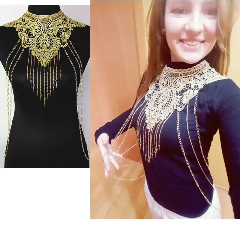Tassel Lace Flower Collares Gold Bodychain Women Hollow Big Gothic Necklace Multilayer Chain Elegant Party Jewelry Duftgold
Tassel Lace Flower Collares Gold Bodychain Women Hollow Big Gothic Necklace Multilayer Chain Elegant Party Jewelry Duftgold