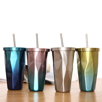 Water Cup and Lid Tumbler with Straw Hot and Cold Double Wall Drinking Cups Coffee Mugs 500ml Irregular Diamond with Lid
Water Cup and Lid Tumbler with Straw Hot and Cold Double Wall Drinking Cups Coffee Mugs 500ml Irregular Diamond with Lid