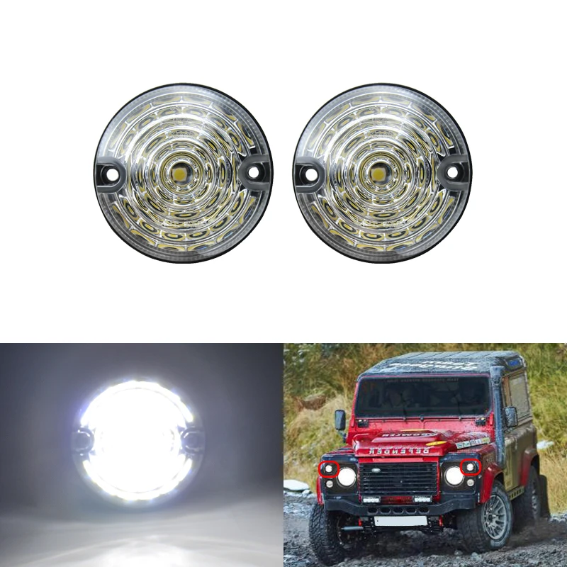 2PCs Round 73mm Front White Led Side Marker Lights For Land Rover Defender 90-16 90/110 83-90 Car-Styling
2PCs Round 73mm Front White Led Side Marker Lights For Land Rover Defender 90-16 90/110 83-90 Car-Styling