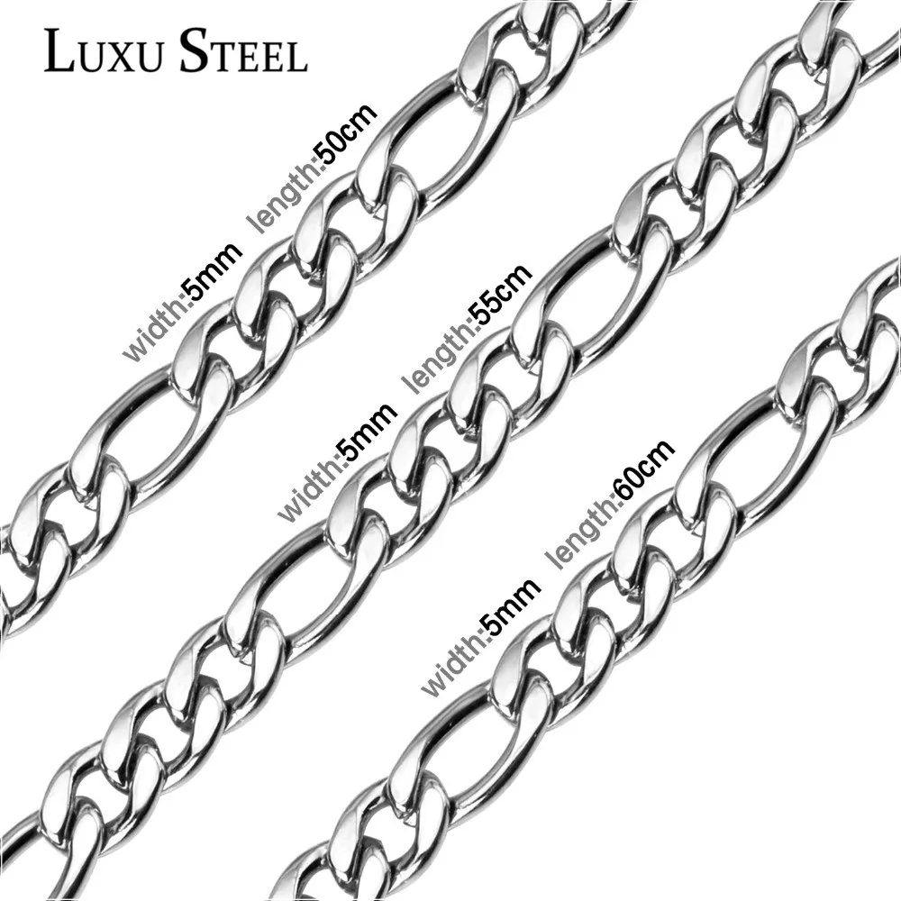

LUXUSTEEL Silver/Gold Filled Link Chain Necklaces Stainless Steel 20/22/24inch Width 5/7mm Curb Chain Jewelry Bulk Sale For Male