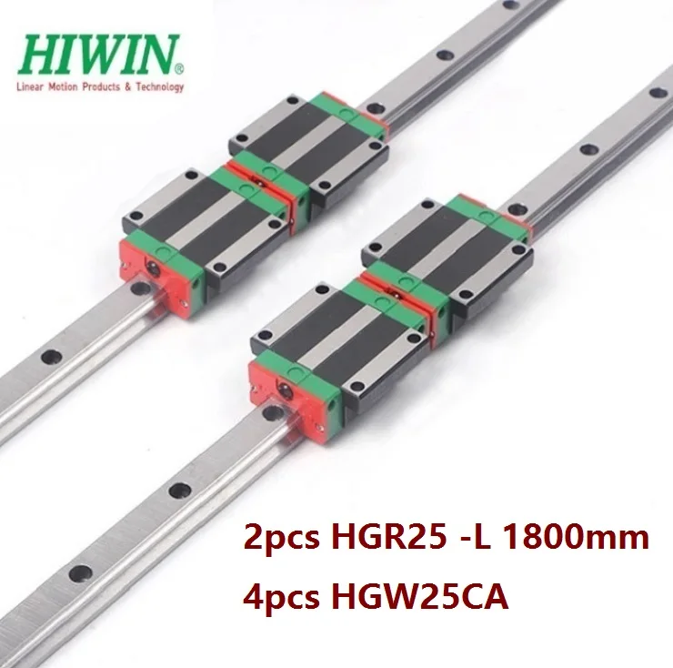 

2pcs origial Hiwin rail HGR25 -L 1800mm linear guide + 4pcs HGW25CA HGW25CC flange carriage blocks for cnc router